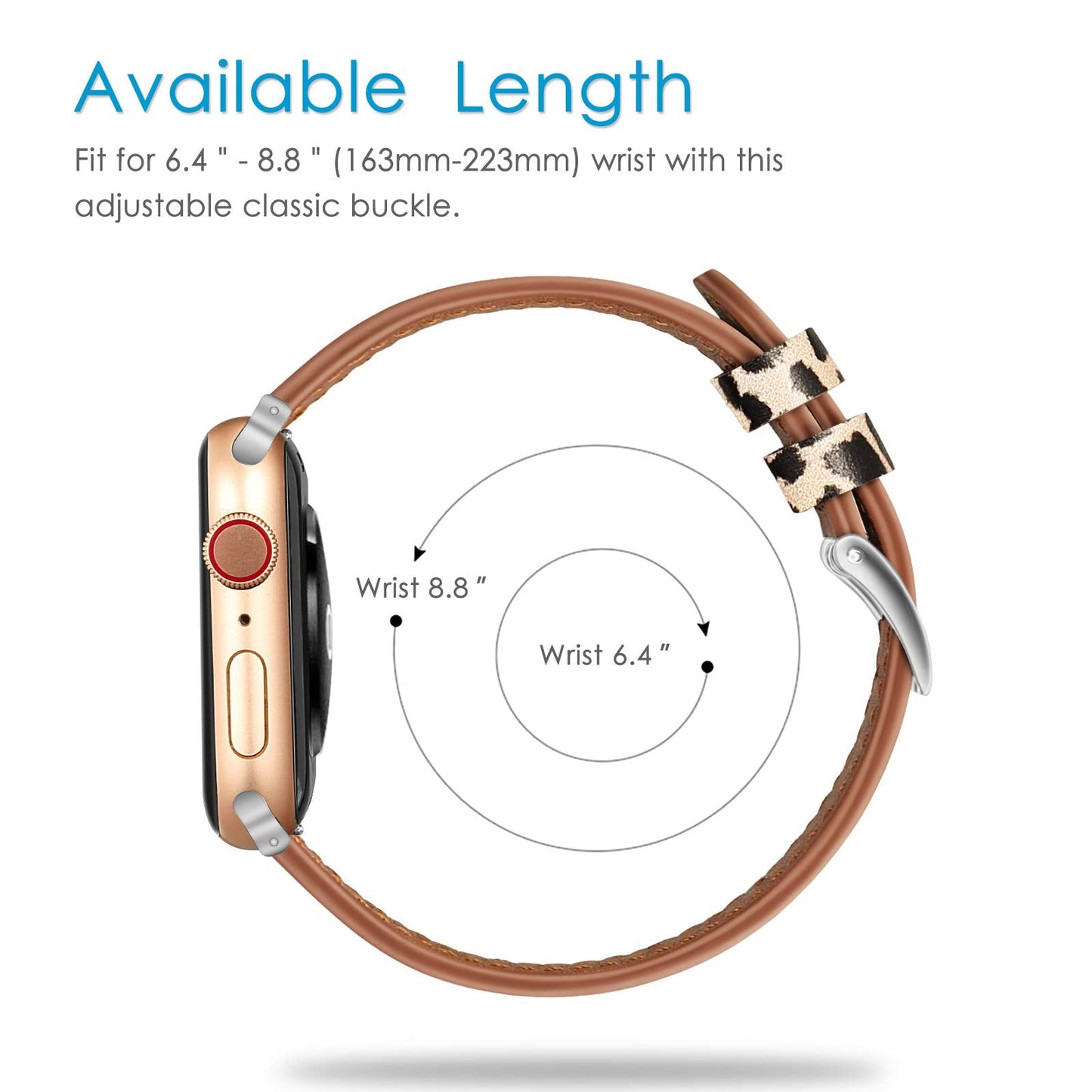 FINTIE Bands Compatible with Apple Watch 49mm 46mm 45mm 44mm 42mm(Series 3/2/1), Genuine Leather Replacement iWatch Band Strap for Series 11 10 1-9 SE3/SE2/SE Ultra1/2/3, Classic Leopard