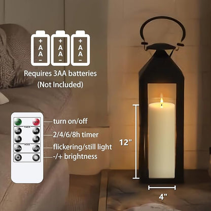 4" x12" Flameless Flickering Remote Ivory Candles with Candle Grease and Timer, LED Battery Operated Fake Real Wax 3D-Wick Pillar Candles, Pack of 1