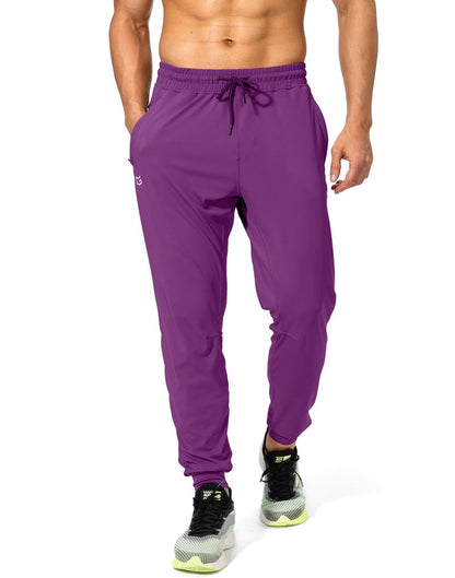 Men's Sweatpants with Zipper Pockets Athletic Pants Traning Track Pants Joggers for Men Soccer, Running, Workout (Purple, X-Large)