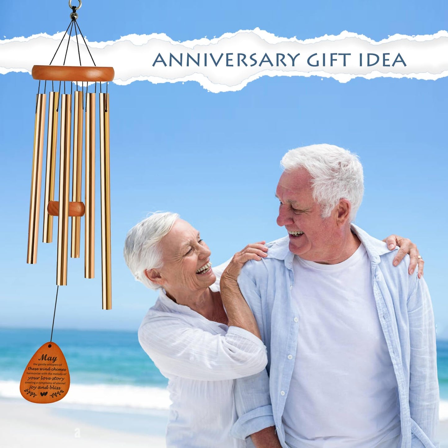 39th 35" Wind Chimes Anniversary Wedding Gifts for Couple, Unique Parents Wedding Anniversary Decorations, Personalized Cool Engagement Gifts