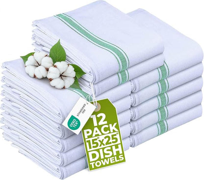 Utopia Towels Green Dish Towels 100% Ring Spun Cotton Highly Absorbent &