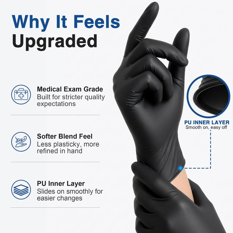 Schneider Black Vinyl Exam Gloves, 4mil, Disposable Gloves Latex-Free, Plastic Gloves for Medical, Cooking, Cleaning, and Food Prep, Sizes Medium