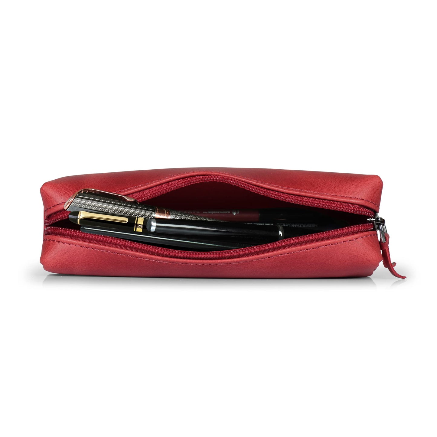 Londo Genuine Leather Zipper Pen, Pencil & Cosmetic Case