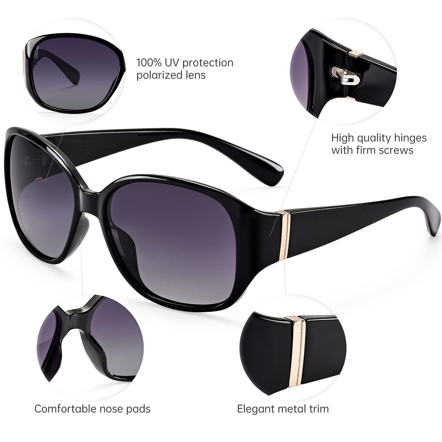 EYEGUARD Polarized Sunglasses for Women Retro Vintage Driving Sun glasses UV400 Protection