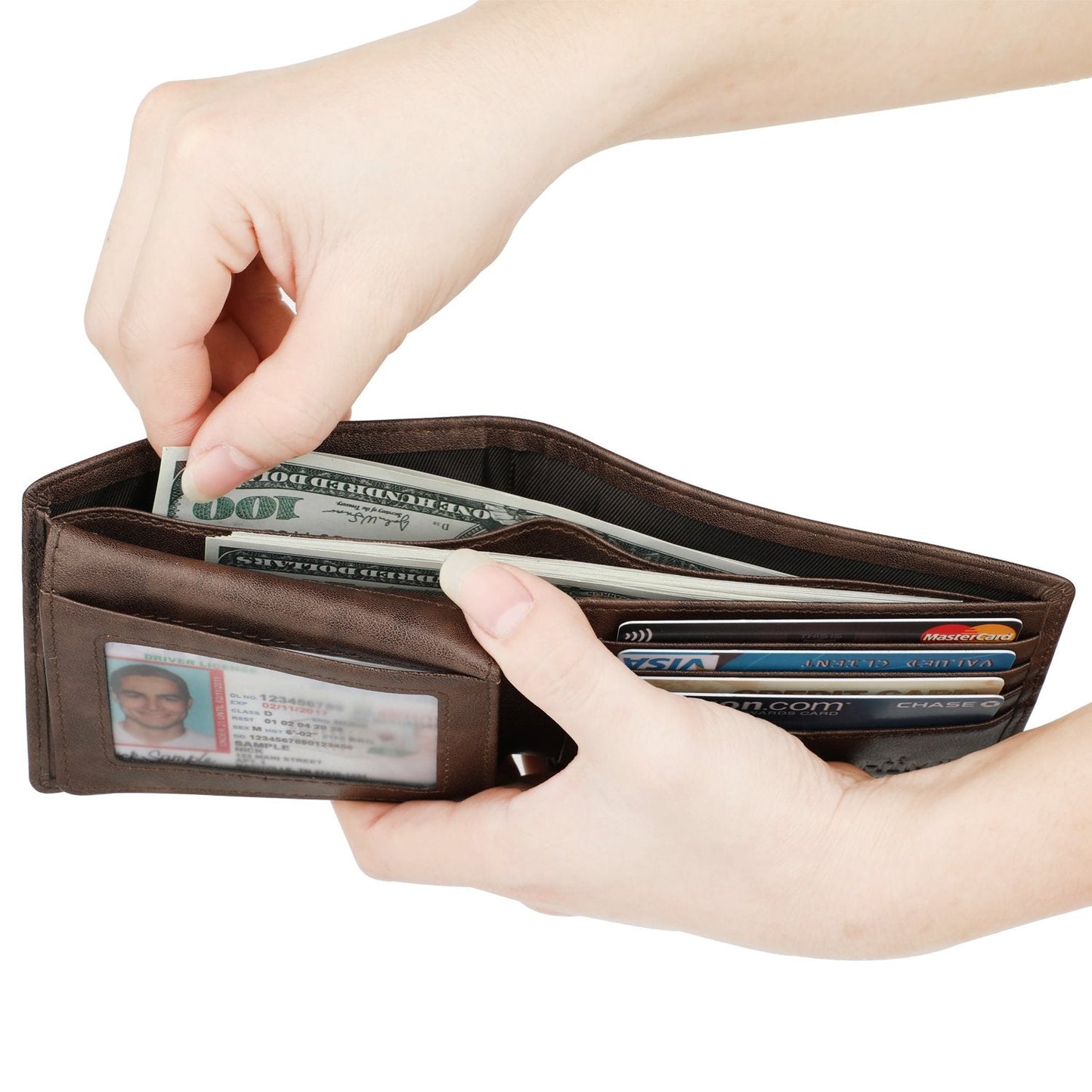 Wallet for Men-Genuine Leather RFID Blocking Bifold Stylish Wallet With 2 ID Window (Coffee-galaxy)