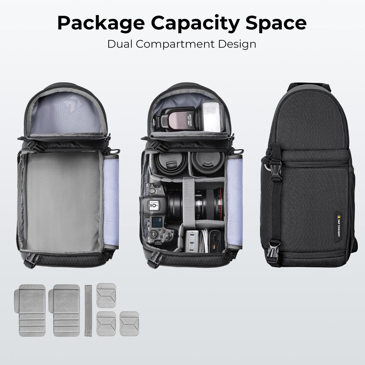 K&F Concept Camera Sling Bag Crossbody Bag Waterproof Camera Shoulder Backpack DSLR/SLR/Mirrorless Camera Case