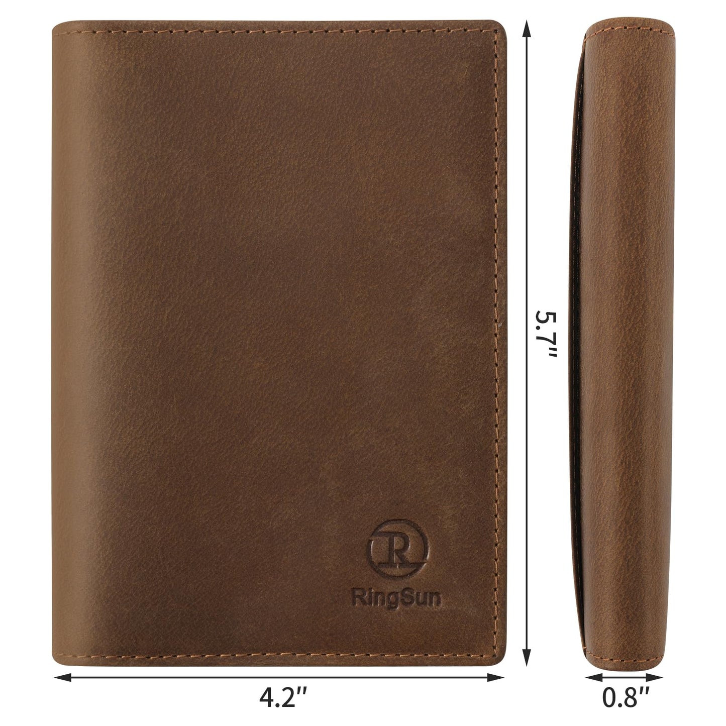 Ringsun Leather Passport Cover for Men Women, RFID Passport Wallet Case Travel Passport Holder for Family