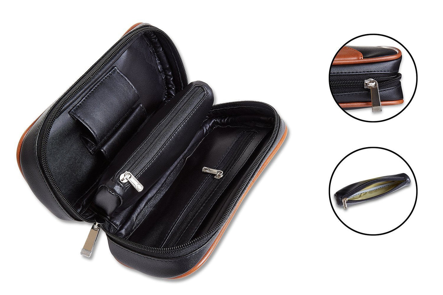 Free Boy PU Leather Tobacco Pipe Pouch,Wooden Smoking Pipe Pouch/Bag Holder 2 Pipes and other Accessories(Does not Contain Pipe and Accessories)