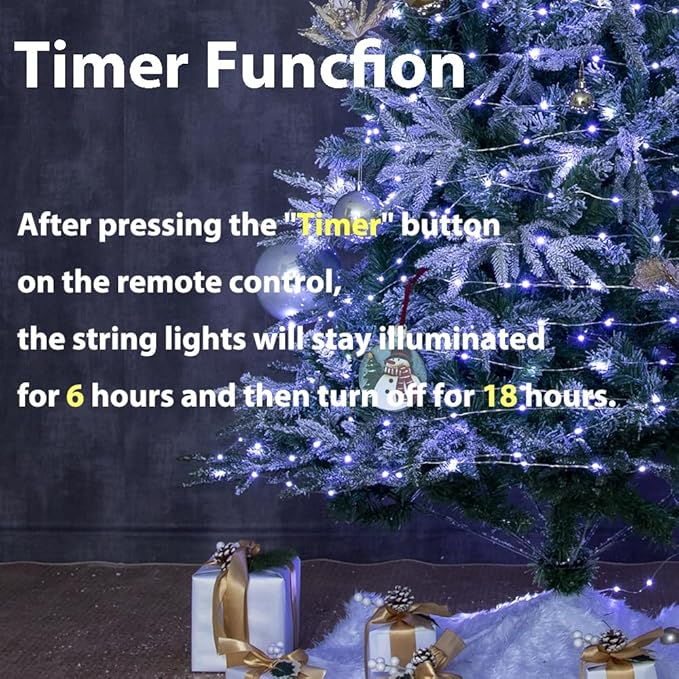 164 FT Cool White Fairy Lights, 500 LEDs, Plug - in, 8 Modes with Timer, Remote, Dimmable & Waterproof, Ideal for Bedroom, Garden, Christmas, Wedding, Birthday (Indoor/Outdoor)