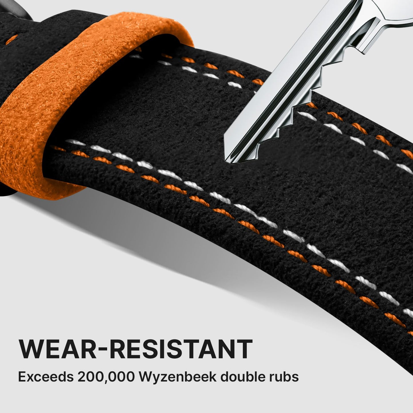 Bandletic Compatible with Apple Watch Ultra 3 2 1 Band 49mm for Men, Suede Leather Bands Breathable Replacement Strap for iWatch Series 11 10 (46mm), 9 8 7 (45mm), SE3 SE2 SE 6 5 4(44mm), Black/Orange