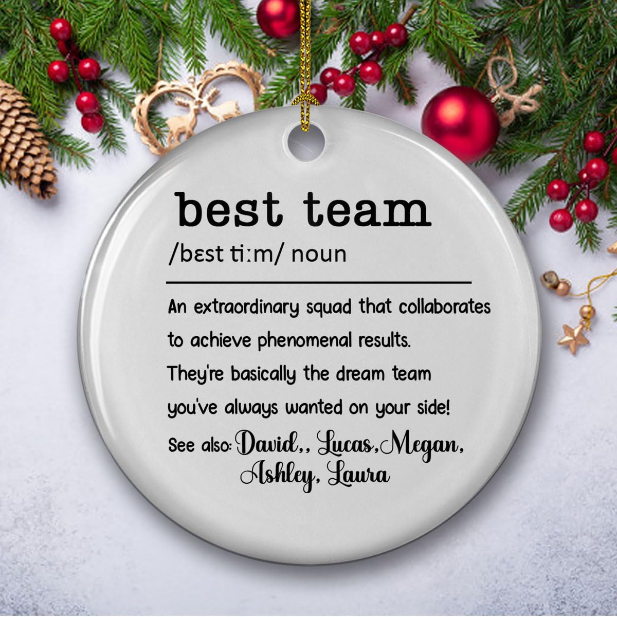 Wrappiness We are Teammates Personalized Ceramic Ornament - Custom Teamwork Ornament for Coworkers, Boss, Employees, Family - Inspirational Office Tree Decor, Holiday Keepsake