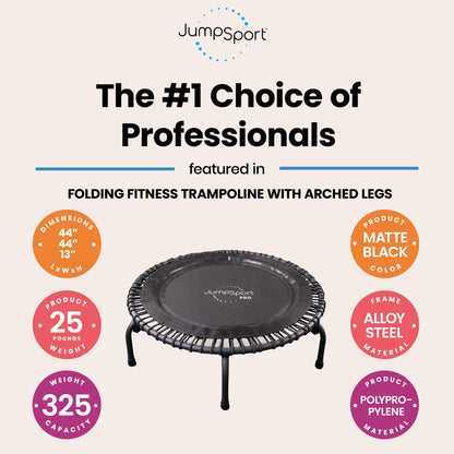 JumpSport 44" Fitness Trampoline Workout Rebounder, Adjustable Bounce, Model 550f/570 PRO