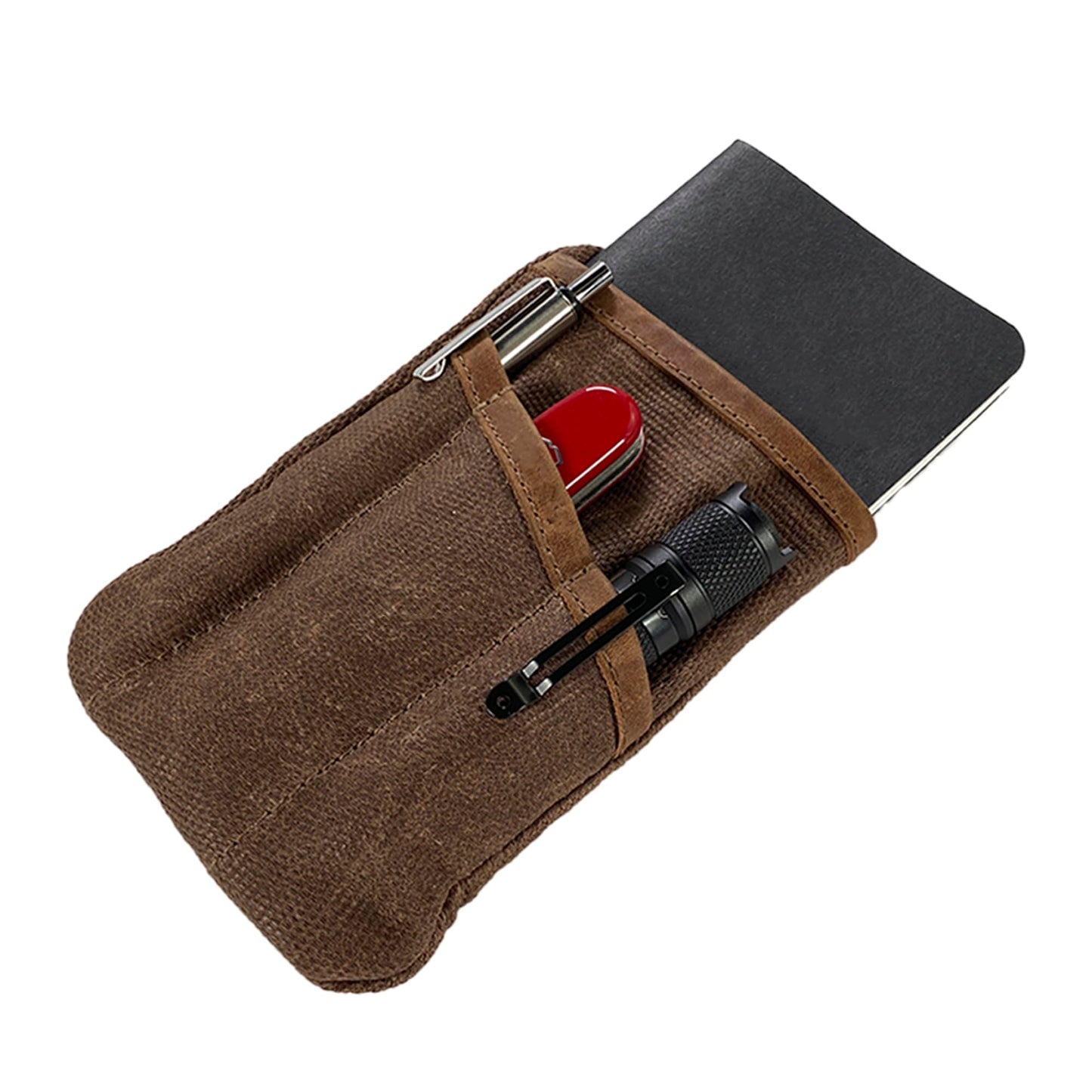 Hide & Drink, Multi-Tool Pocket Pouch, Compact Multipurpose EDC Zippered Bag, Mini Camping Tool Case, Waxed Canvas, Knife Holster, Handmade Slim Organizer, Honey Bourbon
