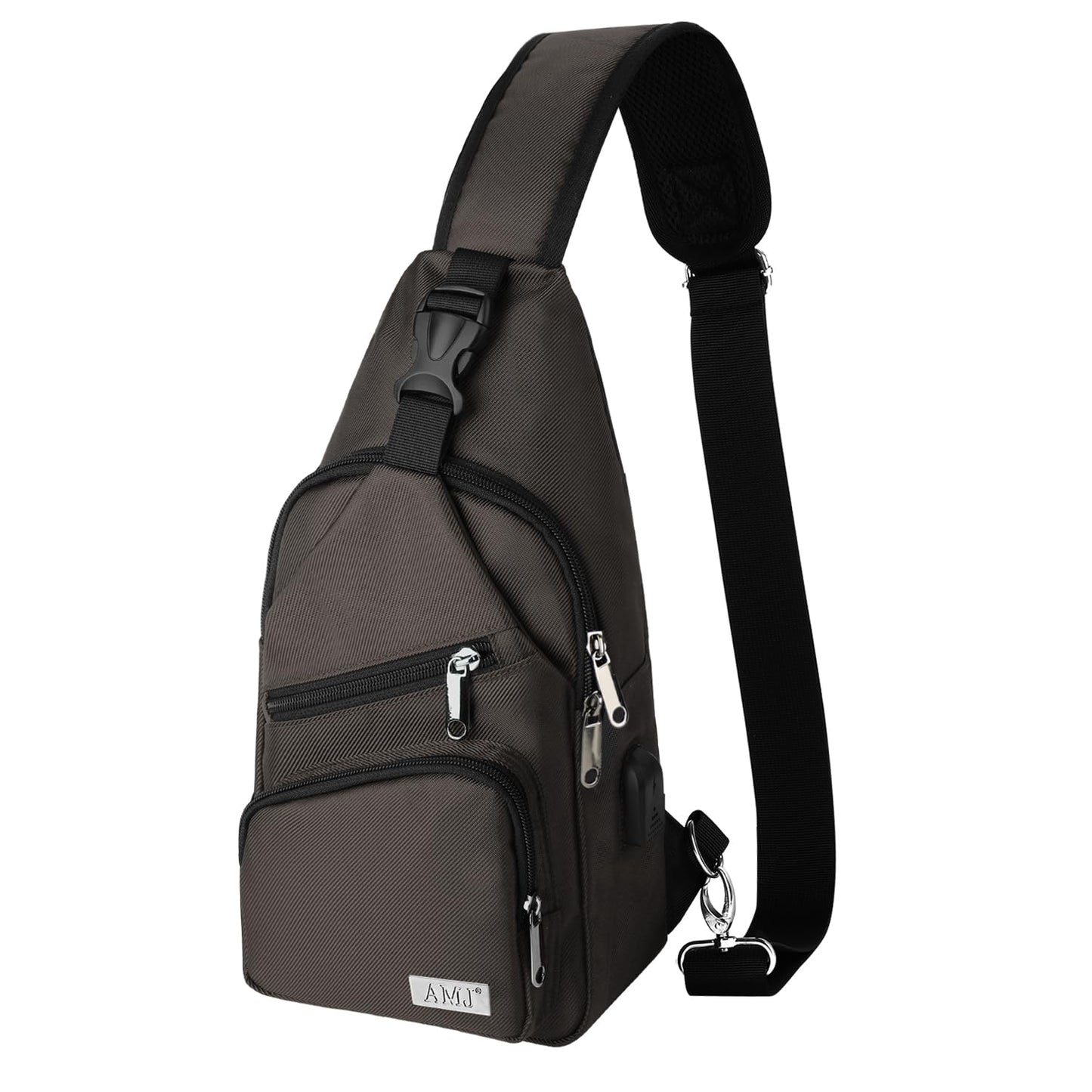AMJ Crossbody Sling Bag Men Women, Casual Shoulder Backpack, Chest Daypack Satchel for Hiking Travel