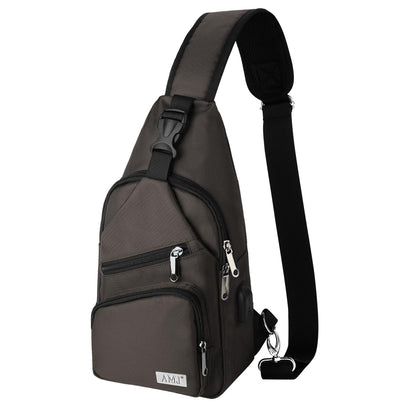 AMJ Crossbody Sling Bag Men Women, Casual Shoulder Backpack, Chest Daypack Satchel for Hiking Travel