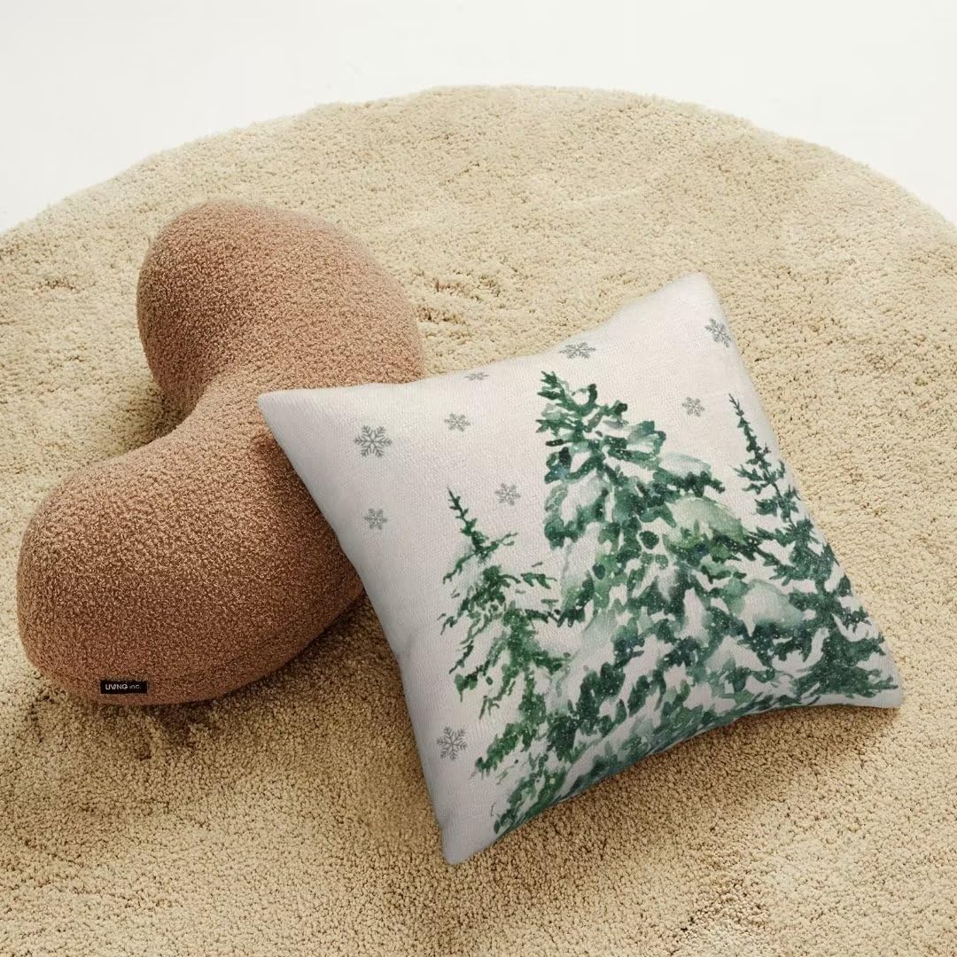Sunshineyan Christmas Pillow Covers 16X16 Inch Set of 2 Forest Trees Christmas Decor Pillow Covers Green Throw Pillows Winter Christmas Cushion Cases Linen for Home Decor Sofa Couch Living Room