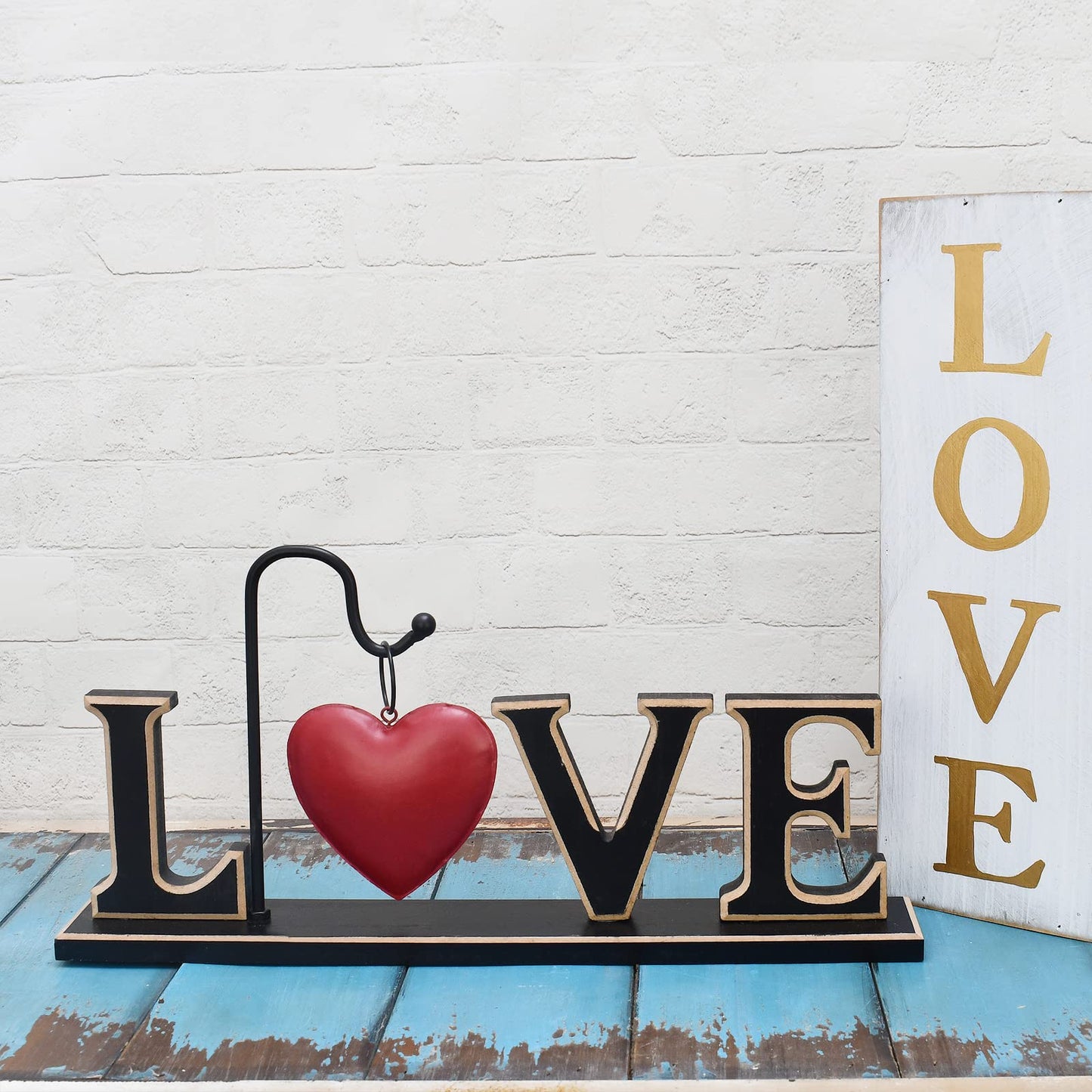 Wood Love Sign Freestanding Letters Cutout Wooden Words Block Mother's Day Home Decor Mantle Mantel Fireplace - Decorative Tabletop Centerpiece Rustic Christmas Wedding Valentine's Day Party Decoration