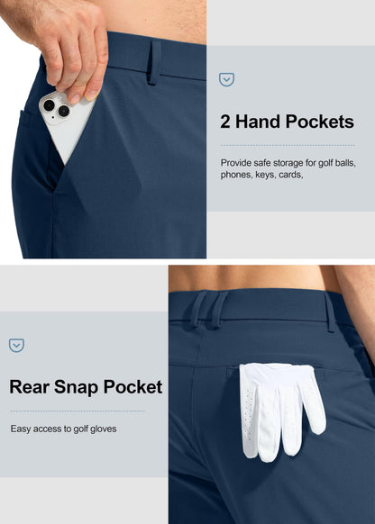 Pudolla Men's Golf Pants Mens Dress Slacks Pants Stretch Work Comfy Pants 34 Quick Dry Casual Trousers with Pockets(Navy 36Wx34L)
