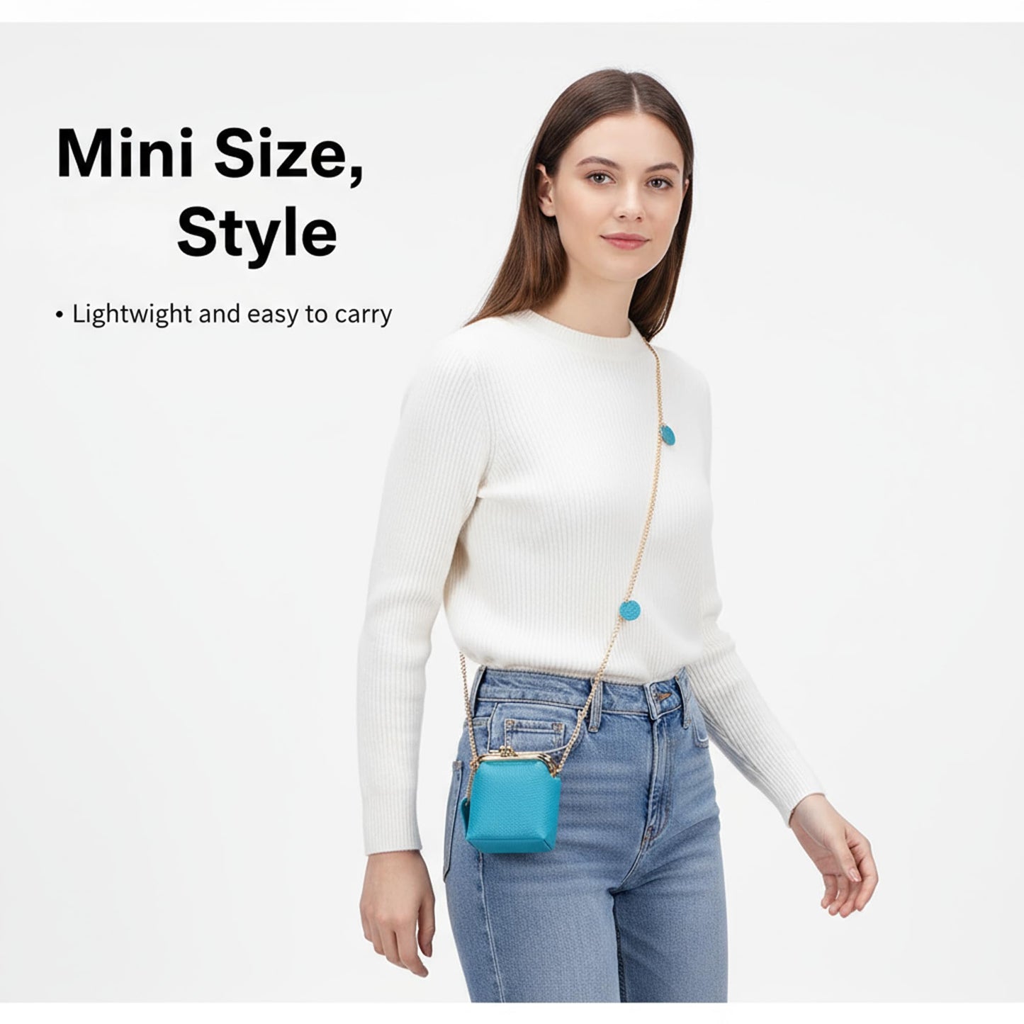 Minimalist Small Coin Purse for Women Cute Mini Chain Crossbody Bags Leather Compact Wallet for Cash Key Lipstick Jewelry (A)