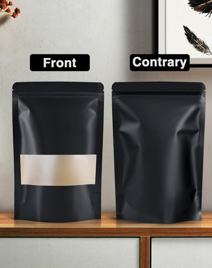 FireKylin 100 Pcs Paper Bags Resealable bags 3.5" x 5.5" Zipper Food Storage Bags, Stand Up, with Matte Window, Reusable, Sealable, for Packaging Products
