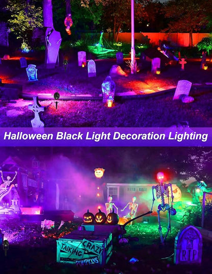 Halloween Outdoor Black Light Spotlight, LED Black Lights Waterproof Landscape Lights with US Plug for Glow Party Body Paint Fluorescent Poster Stage Lighting Yard Garden Decoration(4 Pack)