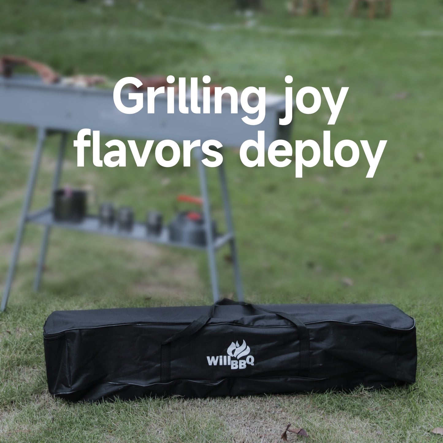 WILLBBQ Grill Storage Bag, BBQ Tool Storage Bag, Foldable Grill Bag for Car Trip Outdoor Camping and Hiking BBQ (Ebony)