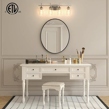 VONLUCE Bathroom Vanity Light, 4 Light Bathroom Light Fixture Over Mirror, Bathroom Wall Lamp with Clear Glass, Modern Vanity Lighting for Bathroom, Bedroom, Hallway, Brushed Nickel, ETL Certificated