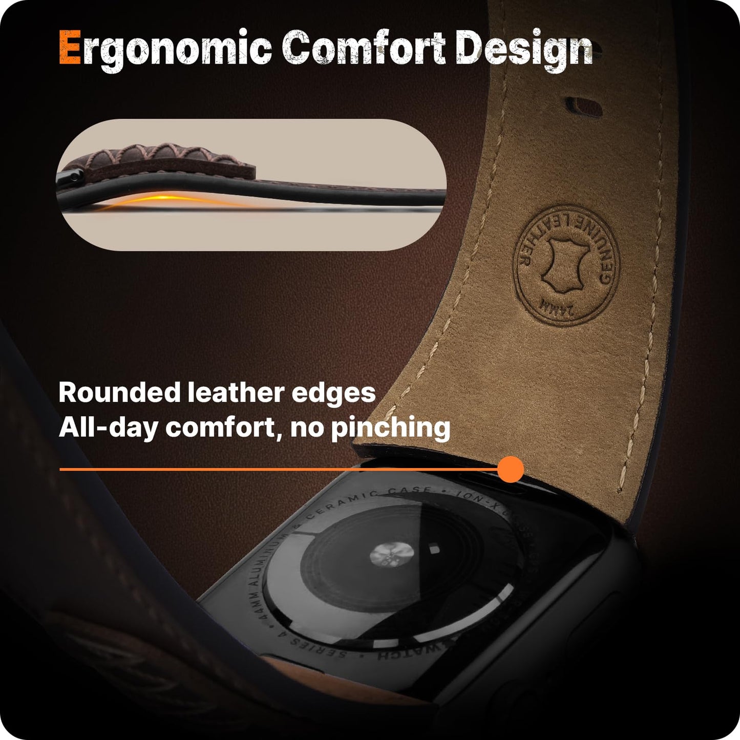 Fullmosa Leather Band Compatible with Apple Watch Ultra 3/2/1 Band 49mm 46mm 45mm 44mm 42mm Men, Top Grain Leather Replacement Strap for iWatch series 11 10 9 8 7 6 5 4 3 2 1, SE 3 2 1,Coffee Brown+Black