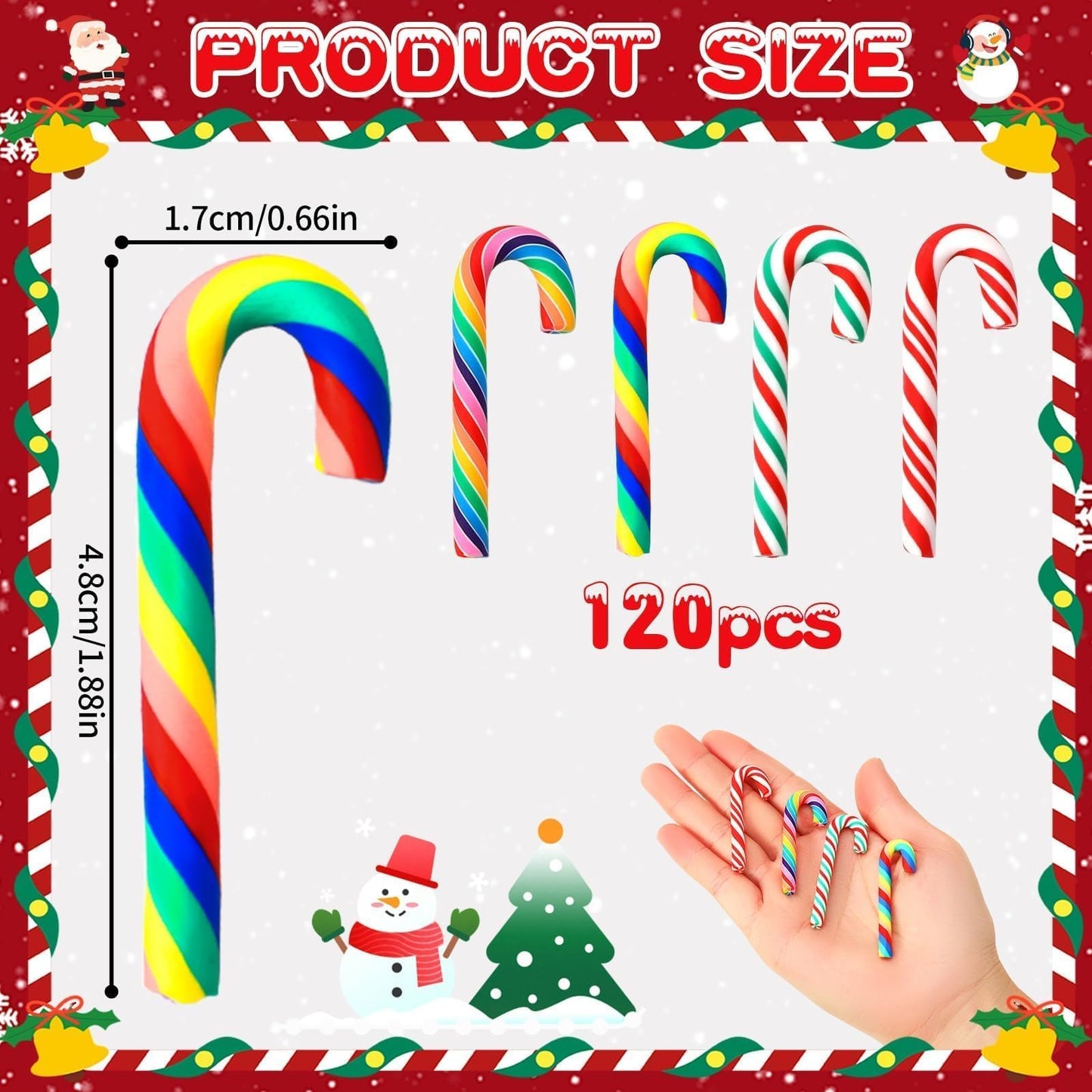 JUNEBRUSHS 120 Pcs Christmas Mini Candy Cane Fake Candy Canes Christmas Ornaments for Xmas Tree Vase Filler DIY Crafts Holiday Table Decor