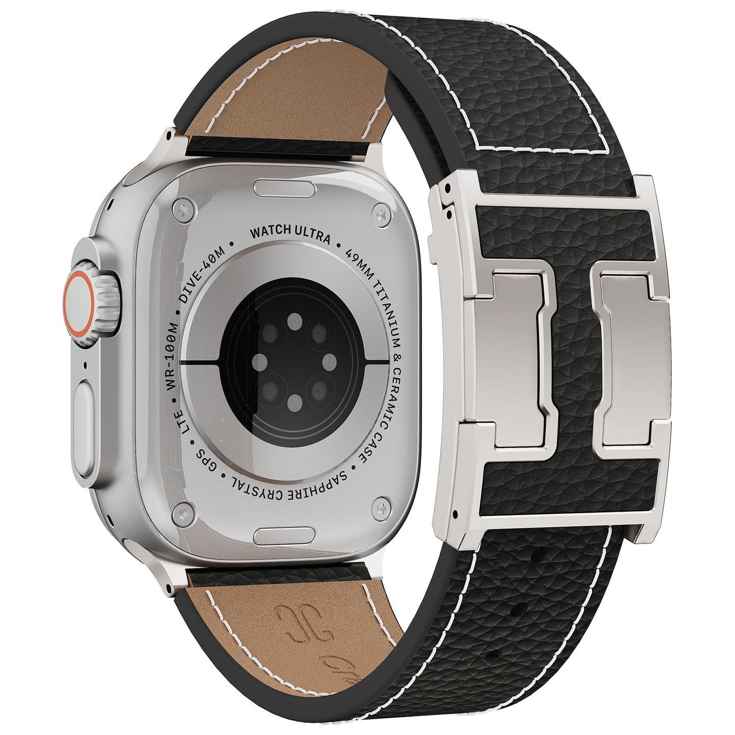 Genuine Leather Band Compatible with Apple Watch 49mm 46mm 45mm 44mm 42mm for Men,Leather Replacement Strap with Magnetic Buckle for iWatch Ultra 3/2/Ultra Series11 10 9 8 7 6 5 4 SE3/2/1