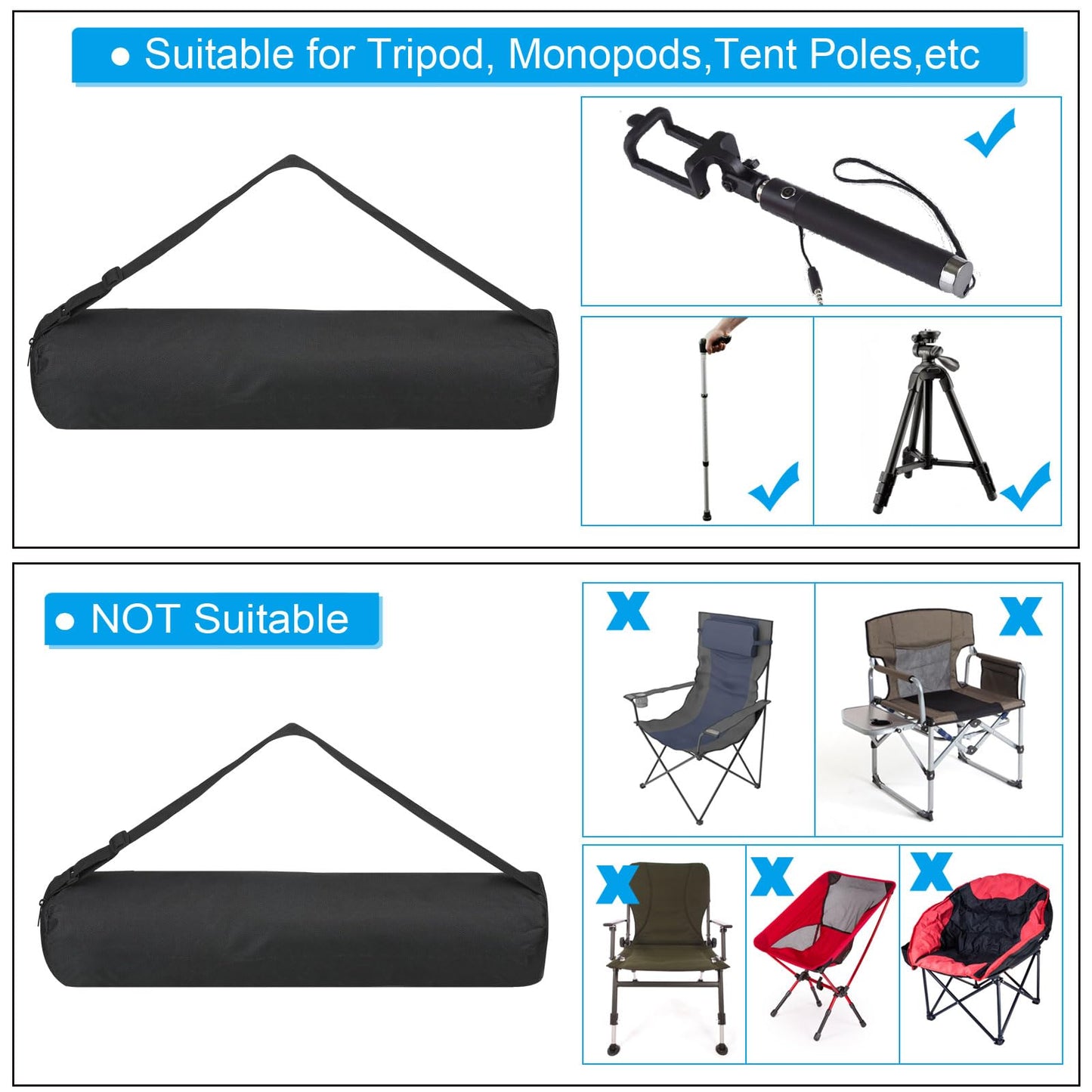 PATIKIL 19x4x4 Inch Grill Storage Tool Bag, Grilling Tools BBQ Bag for Grill Utensil Storage 600D Oxford Foldable Tripod Carry Bag with Adjustable Shoulder Strap for Outdoor Camping