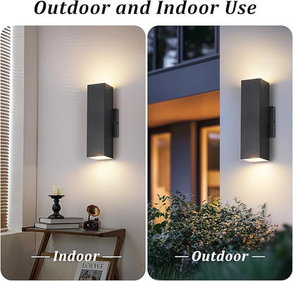 BesLowe 4-Pack Outdoor Wall Lights, LED Up and Down Lights Outdoor, Modern Wall Sconces Porch Light, Black Exterior Lighting Fixtures Wall Mount, Outside Lights for House Front Door Garage, 3000K