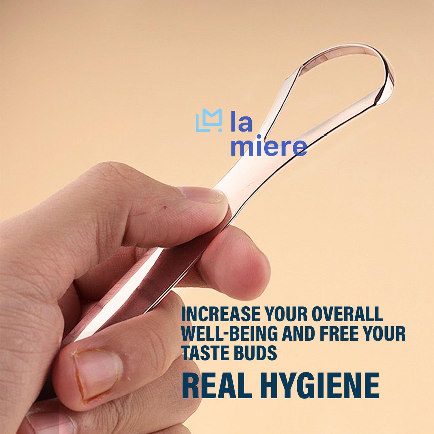 LA MIERE Tongue Scraper (2 Pack), 100% Stainless Steel, Easy to Use Tongue Scraper for Adults, Tongue Cleaner for Oral Care & Hygiene with Natural Cotton Bag