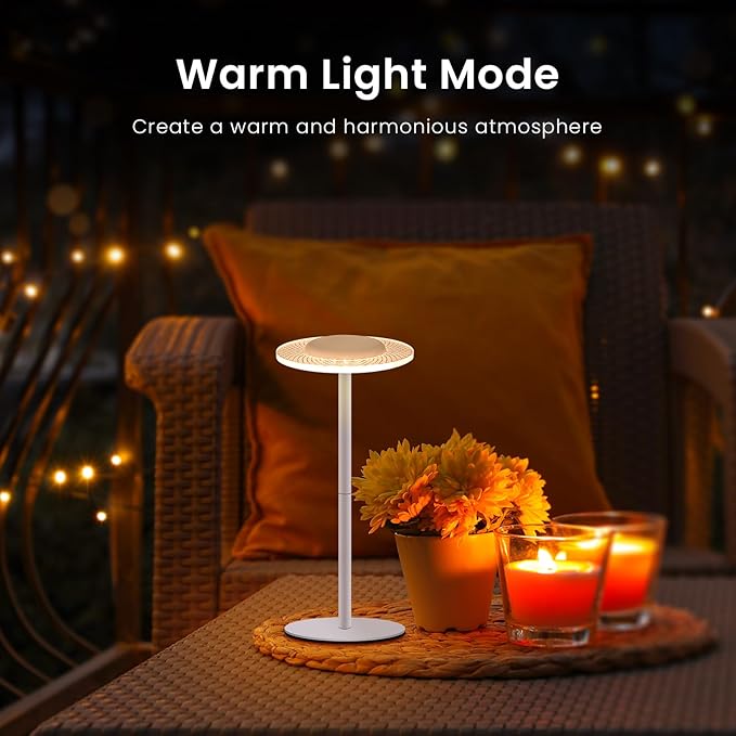 LOFTEK Cordless Table Lamps Set of 2, Rechargeable Table Lamp, Up to 55 Hrs Ultra-Long Battery Life, Eye-Friendly, Touch Dimming, Portable Wireless Ambient Lighting (White, 1 Pack)