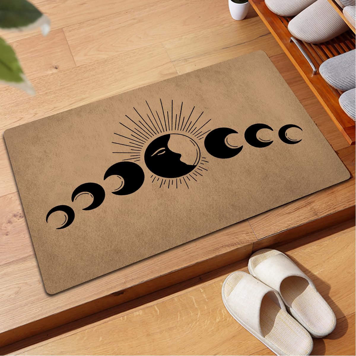 GXFC ZHAO Funny Welcome Doormats Decorative Area Rugs for Entrance Novelty Gift Mat Front Door Porch Patio Mats(23.7 X 15.9 in) (Moon Phase Witchtok Boho Sun and Star Celestial Decor)