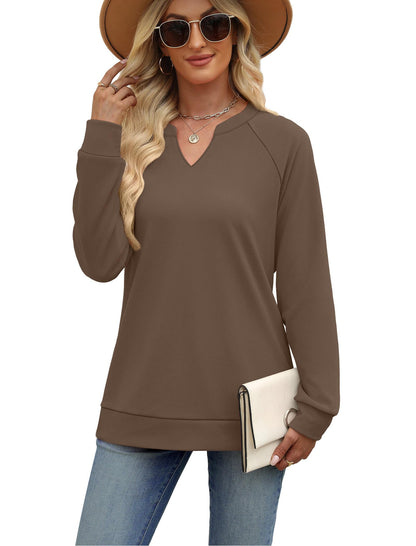 SAMPEEL Sweatshirts for Women V Neck Long Sleeve Shirts Lightweight Sweaters Fall Fashion Tops Outfits 2025