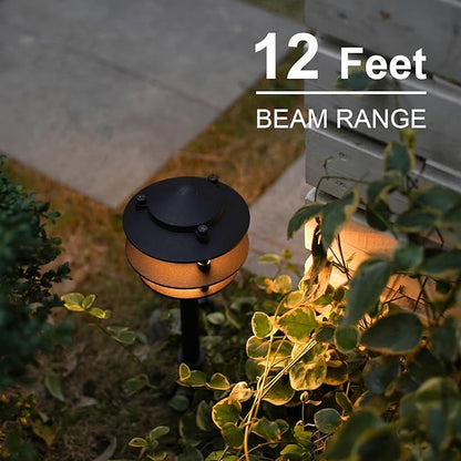 GOODSMANN Landscape Lighting 8PK Pathway Lights Low Voltage 2.2 Watt LED 12V AC Landscape Lights 30 Lumen Warm White with Cable Connectors Metal Stakes 9122-21102-08A