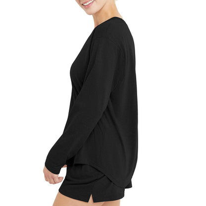 Hanes Comfortblend Standard Originals Tri-Blend Long-Sleeve T-Shirt, Crewneck Tee for Women, Relaxed Fit, Plus Sizes, Black, 2X Large