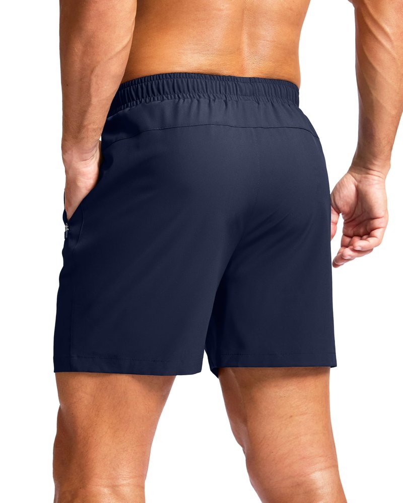 G Gradual Men's Athletic Running Shorts with Zipper Pockets Quick Dry 7"/ 5"/ 9" Workout Gym Shorts for Basketball Hiking(Navy,5XXXL)