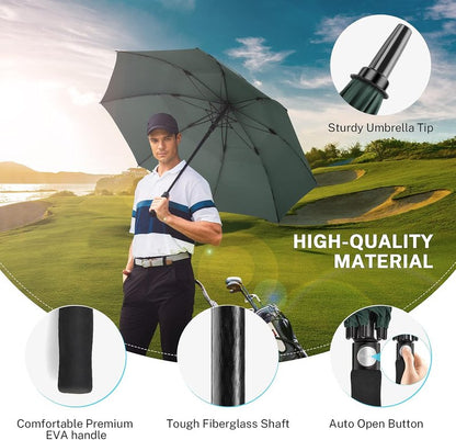 Extra Large Golf Umbrella - Automatic Open, Windproof Double Canopy | 54-80 Inch, UV Protection, Multiple Colors