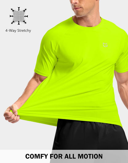 G Gradual Men's Athletic Workout T-Shirts Moisture Wicking Cooling Running Shirts Short Sleeve Performance Tee for Gym Tennis(Fluorescent Green,XXL)