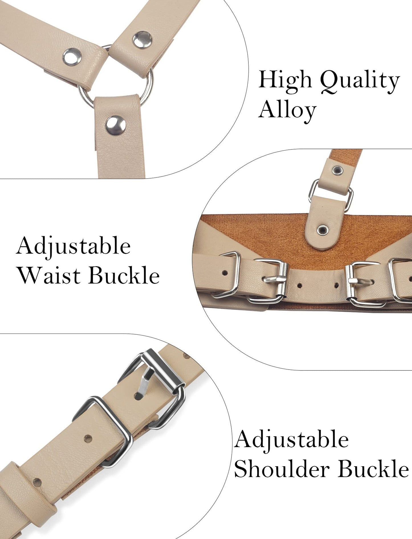 Aivtalk Vest Harness Belt Gothic Fashion Body Chain Accessories High Waist Adjustable Corset for Party Dating Rave Festival Khaki M