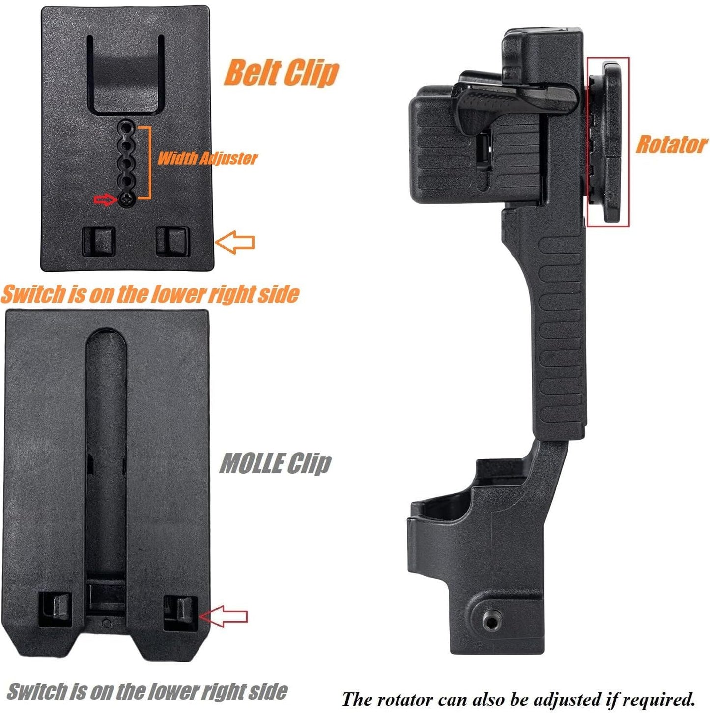 TACNEX Quick Release Baton Holder w/MOLLE Vest Clip Rotatable Police Baton Holster 16"-21"-26" Telescopic Baton Carrier ASP Baton Carry Case Expandable Baton Flashlight Support Stand for LE Security