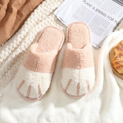MAXTOP House Slippers for Women Cat Paw Cute Fuzzy Slippers with Memory Foam Fluffy Cozy Christmas Birthdays Gifts for Woman Mom Indoor and Outdoor Size 9 10