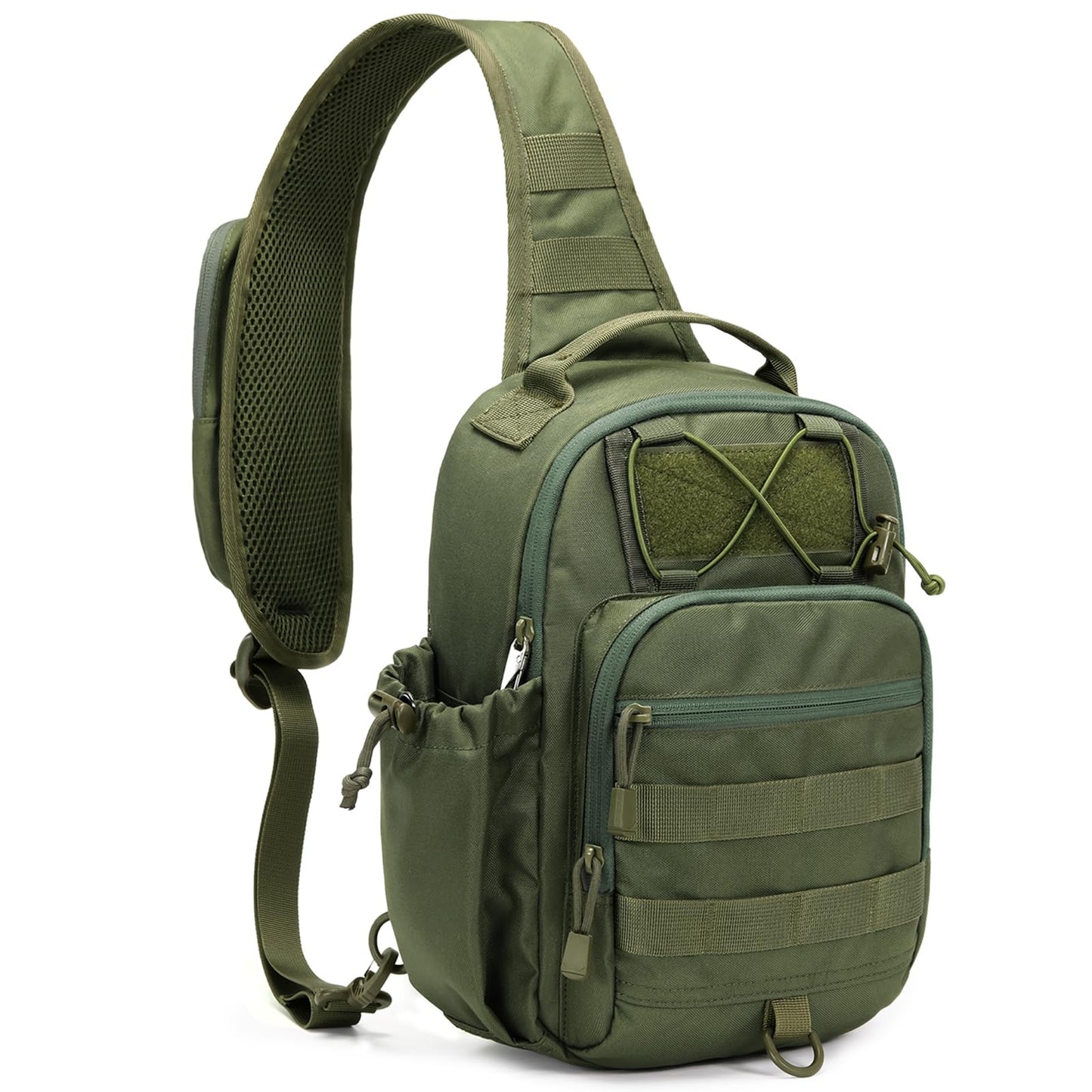 HALOVIE Anti-theft Tactical Sling Bag RFID ArmyGreen Military Shoulder Bag with Phone Pack EDC Molle Crossbody Bag for men