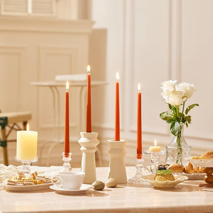 Taper Candles Set of 4 - Burnt Orange Tapered Candles, Perfect for Wedding,Dinner - Smokeless, Unscented, Long Burning - Hand Poured, Colored Tall Candlesticks