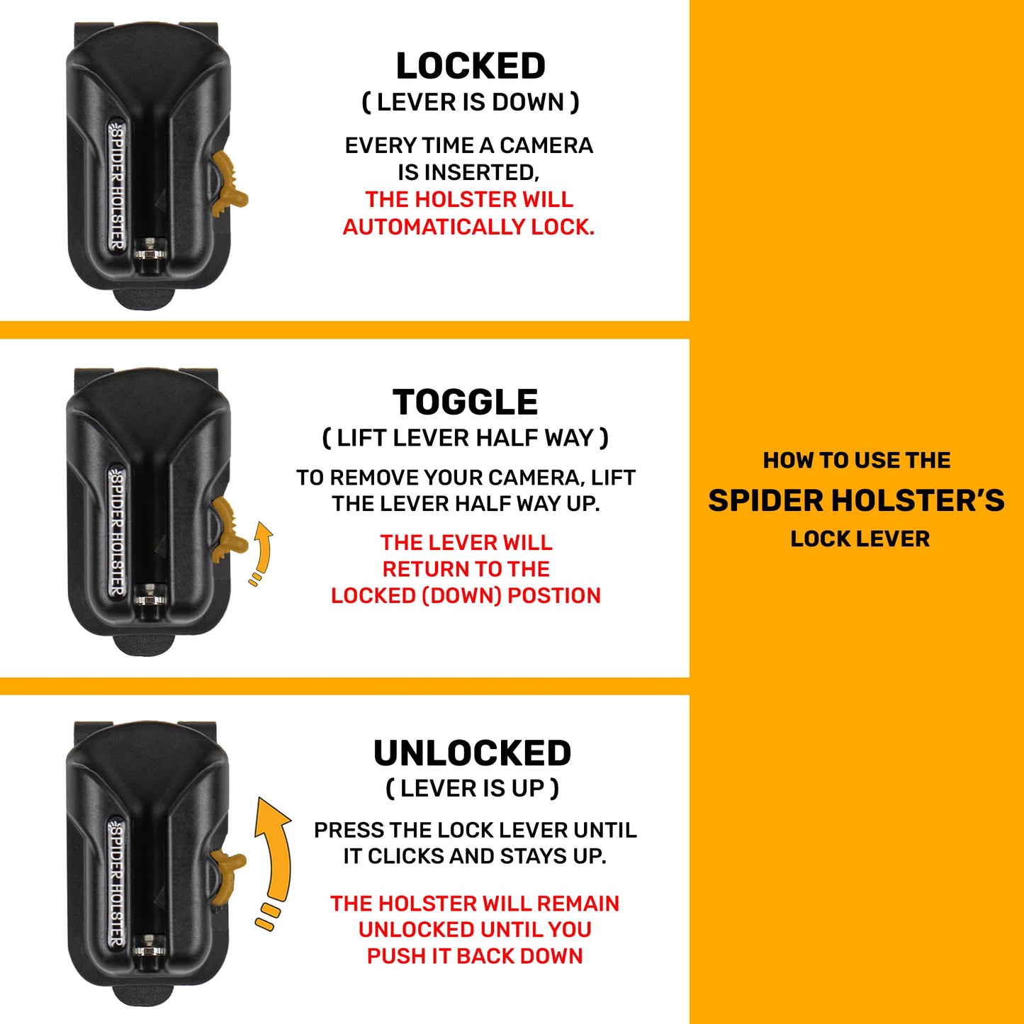 Spider Holster – Spider X Camera Holster Set for Carrying a Professional Mirrorless Camera with Included Clip-On Self-Locking Camera Holster – Compatible with Any Belt