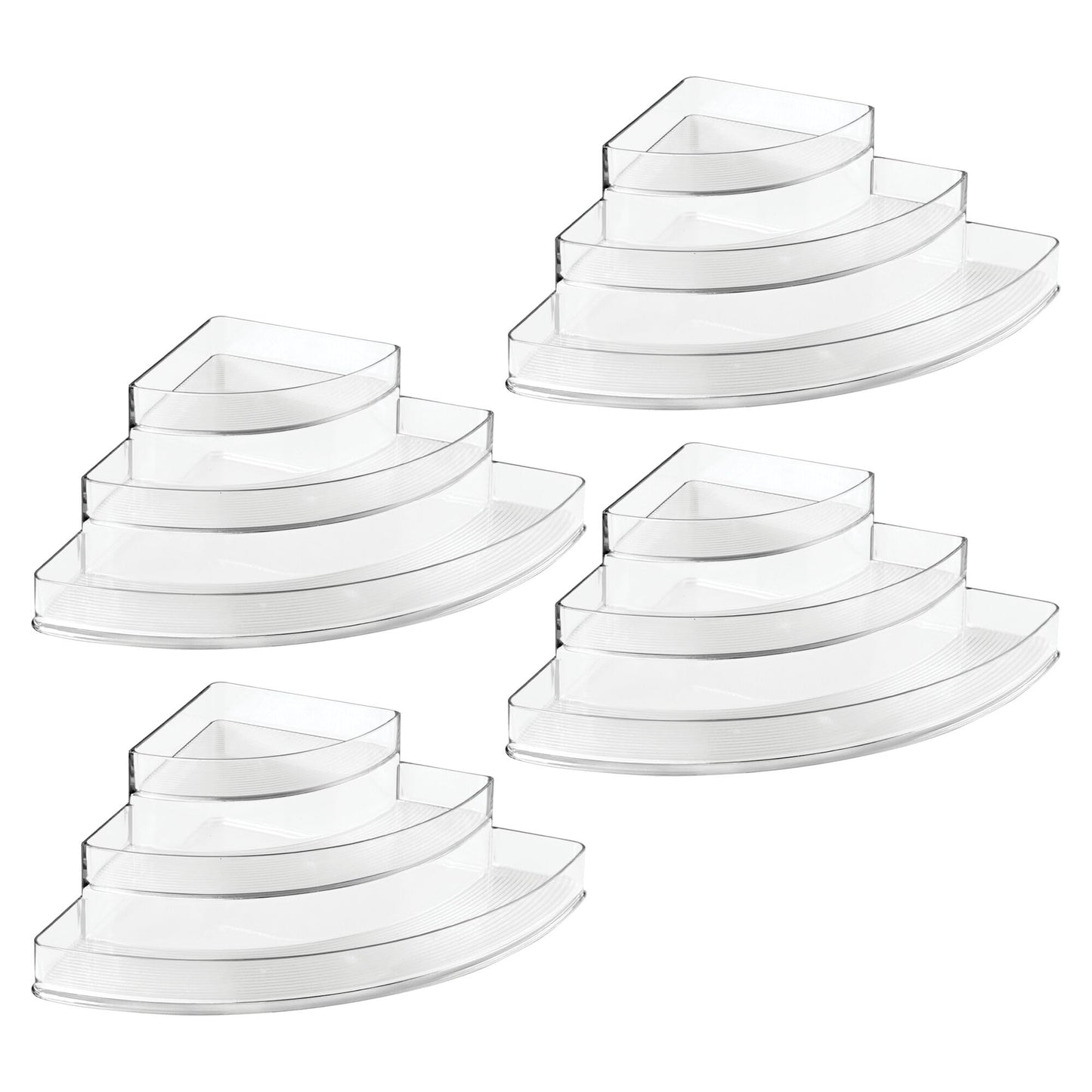 iDesign Recycled Plastic 3-Tier Stadium Spice Rack Organizer for Kitchen, Fridge, Freezer, Pantry and Cabinet Organization, The Linus Collection – 6.25" x 4" x 1.25", Clear