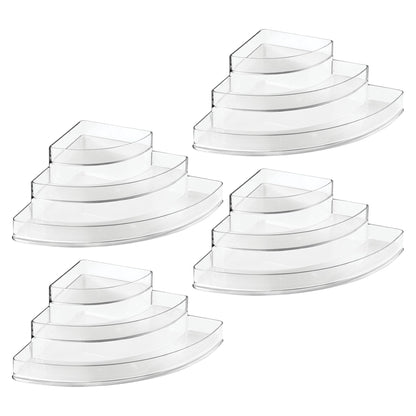 iDesign Recycled Plastic 3-Tier Stadium Spice Rack Organizer for Kitchen, Fridge, Freezer, Pantry and Cabinet Organization, The Linus Collection – 6.25" x 4" x 1.25", Clear