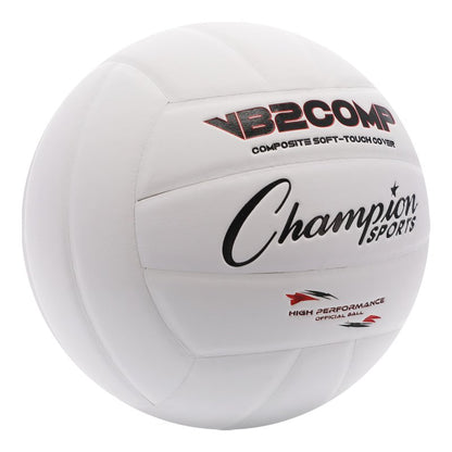 Champion Sports VB Pro Comp Indoor Volleyball – Official Size, Soft-Touch Composite Leather, White